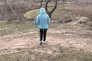 Watch this milf finger her big tits outdoors for intensive orgasm?