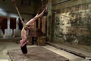 Little slut suspended and fucked raw