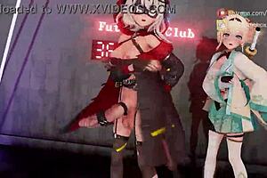 Skmt conqueror futa dances with her massive monster cock.