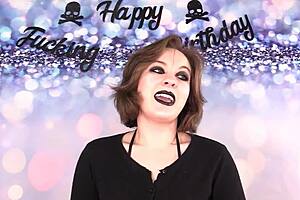 Embarrassing birthday surprise for the housewife