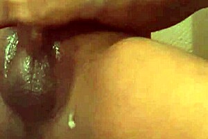 Creamy masturbation session with big black cock