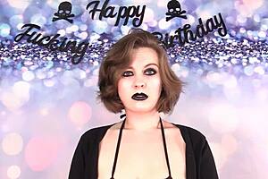 Embarrassing birthday surprise for the housewife