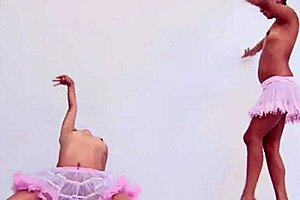 Topless lesbian ballerina teen with little lorie