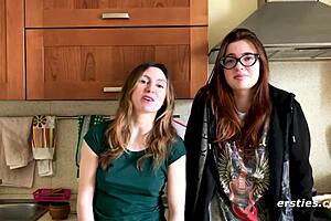 Two hot European slut babes Felicia and Lina starring in hot lesbian scene with scissoring greetings