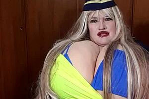 Sexy Stewardess Susi Pulls Out Tits For Titjob And Squirts!