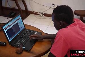 Ebony solo amateur twink jerks cock and fingers asshole