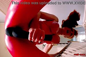 Red XXX Sucks Cock in Tight Red Latex Outfit, Drives Me Wild