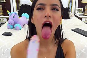 perfect model blows on webcam