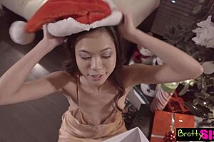 Bratty sis receives dick in a box christmas present from pervy stepbro