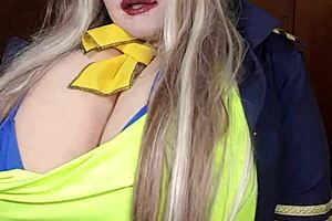 Sexy Stewardess Susi Pulls Out Tits For Titjob And Squirts!