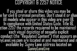 Sunny Lane shows off her trimmed pussy in a sexy dress just for you, teasing with her small tits and narrow ass.