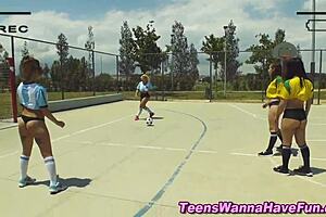 Real Teen 18+ Girls Get Jizzed Over at Outdoor Party