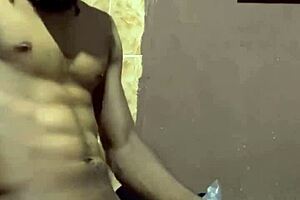 Black man arousal and ejaculation with camera in hand