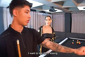 Two Fiery Latinas Threesome on Pool Table!