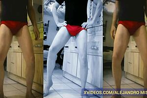 maduro shows his big cock in red briefs for gay exhibitionist fetish with alejandro mistral