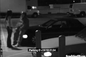 Cruzy secretary performs blowjob to a security guard in a secret camera recorded video