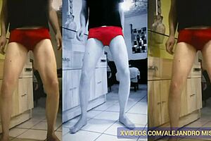 maduro shows his big cock in red briefs for gay exhibitionist fetish with alejandro mistral