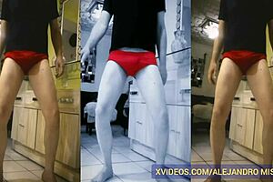 maduro shows his big cock in red briefs for gay exhibitionist fetish with alejandro mistral