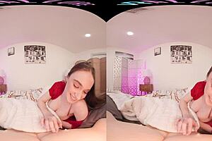 Brunette with big tits masturbates with toys in POV.