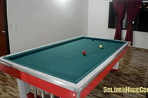 playing billiard with friends, mariana martix gives a dirty sloppy blowjob and rides cock