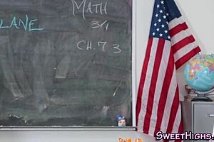 Blonde Teen 18+ In Uniform Gets Fingered And Fucked Hard At College. She Takes Cum In Mouth.