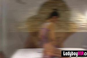 Femboy crossdresser handcuffed and the fucked by a shemale