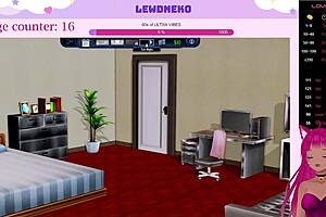 Cute Vtuber Lewdneko Engages in Dating Simulation Game at Anime Hotel Part Nine