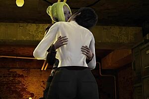 Mikasa and Annie flick a lesbian scene with some traces of BDSM