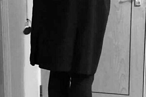 Crossdresser In Uniform Self-Binds With Handcuffs