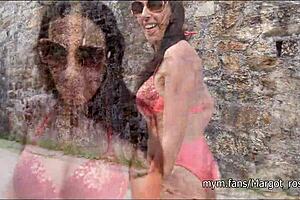 margot rossini strips and masturbates on sea rocks