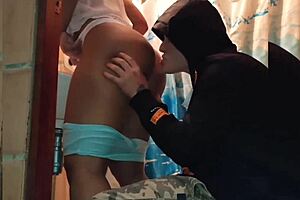 Good looking Colombian gets her ass licked and banged in the washrooms