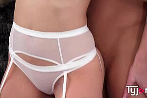 Stunning blonde Amber Blush takes huge hard cock in her sweet pussy