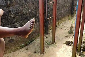 ebony babe bent over for big cock doggystyle in outdoor hardcore fuck