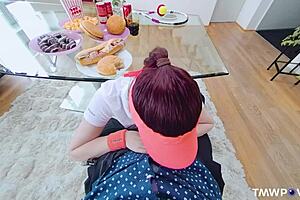 Mia Evans plays with cock instead of tennis