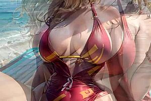 see this ai blonde flashing pussy on the beach?