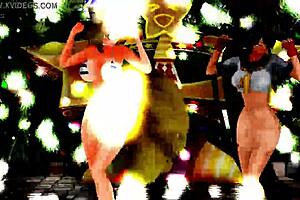 Half-naked girls dance and sing in cartoon