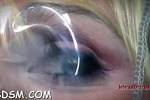 hey, this blonde slave lady masturbates bound in bondage all day