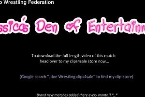 tag-team bra and panties strip wrestling match with diaper punishment for losers.