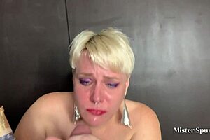 Sucking dick with a cum shot and vomiting in mouth