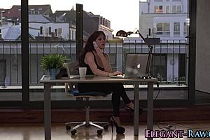 Busty european masturbates before blowjob and riding big black cock!