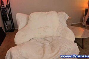 Pretty blonde shemale plays her cock.