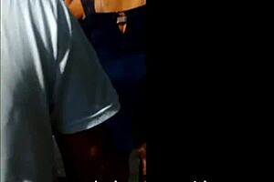 hot milf in blue dress teases with amateur moves