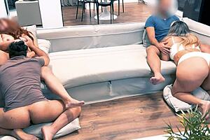 Two Hot Couples Pound Sexy College Latinas