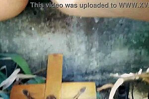 Italy mature female sexually aroused for anal sex and openly pee at a cross in cemetery