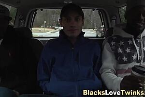Twink boy puts dick in mouth and lets big black cock facial him
