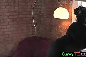 thicc ebony tgirl intensely plays with big ass