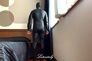 wearing the latex collection catsuit for a casual outing