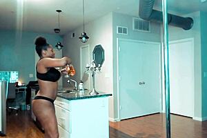 Big tit and big ass Ebony dancing and stripping on the webcam