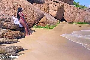 Stranger FILMS me SUCKING and DRINKING on deserted beach, Allandelon