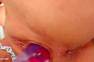 Givemepink Henessy solo with huge dildos, sticking giant toys up her ass for intense orgasm